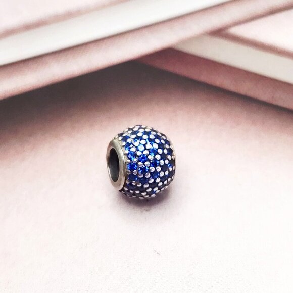 Pandora Blue Pave Sparkly Lights CZ 925 Sterling Charm Authentic - Picture 2 of 2